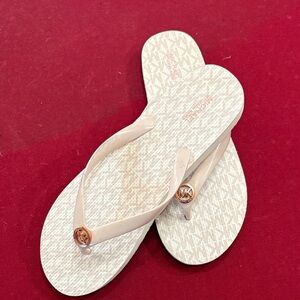 Michael Kors Cream and Tan Flip Flops